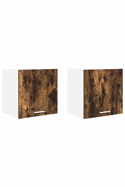 vidaxl Dulap suspendat 2 pcs Stejar afumat și alb 40 x 31 x 40 cm