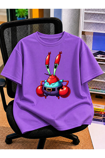VODEXA Tricou oversize unisex CRAB KRS imprimat 100% bumbac, croială conforta...