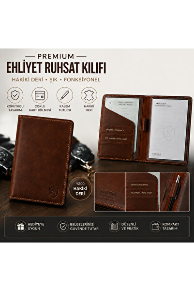 nayora Voyage Hakiki Deri Ruhsat Kılıfı - Araç Evrak Organizeri, Ehliyet ve S...