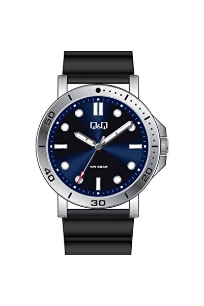 Q&Q Ρολόι Ανδρικό Black Rubber Stainless Steel QB86J312Y