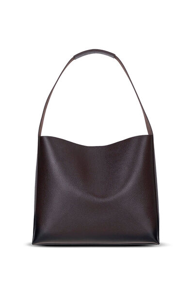BloominBag Siena Minimal Tote Cognac Chestnut Kahverengi Deri Geniş Askılı Ka...