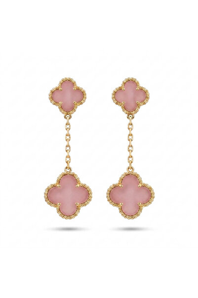 Generic Gold-Tone Clover Chain Earrings for Women - Triple Four Leaf Clover D...