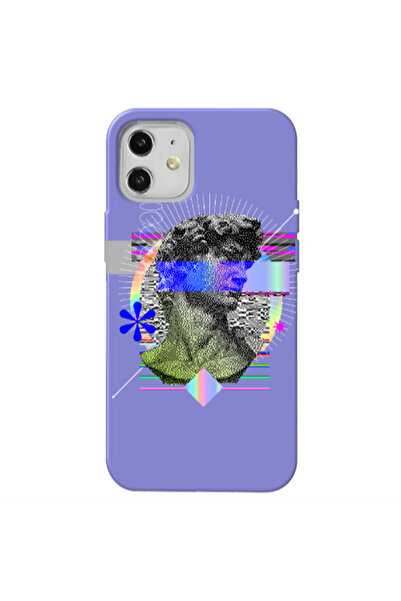 Other Apple iPhone 12 Statue pixels Purple Colored Silicone TPU Θήκη