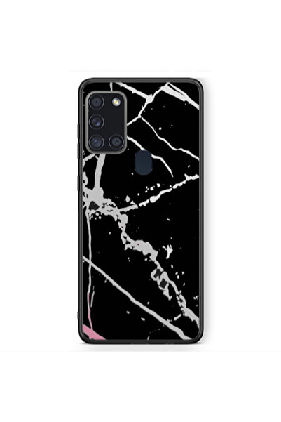 Other Samsung A21S Marble Cream Cracks Black Glossy Θήκη