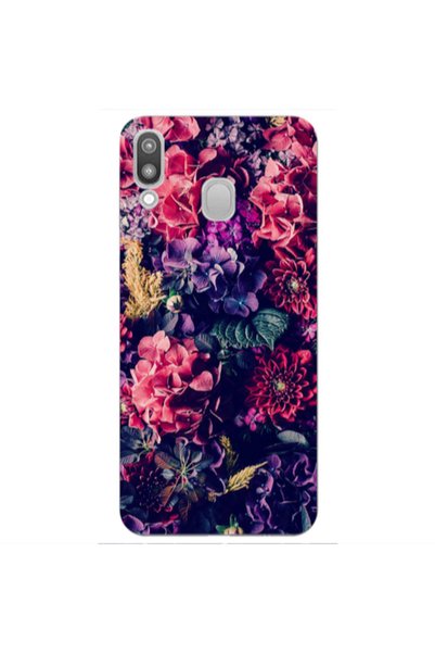 Other Samsung M20 Purple and pink flowers Transparent Silicone TPU Θήκη
