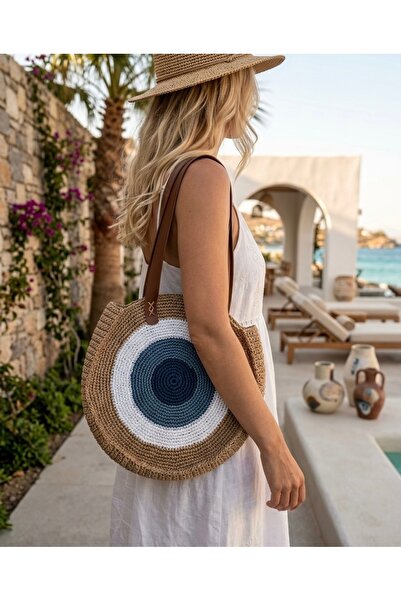 YASERS Straw Bag Round Patterned Shoulder Bag