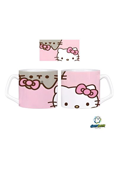 Ghostbastır Design Pusheen ve Hello Kitty Kupa Bardak | Tek Adet 0686