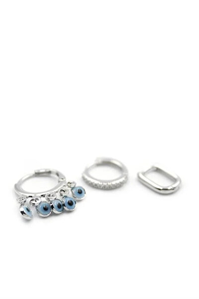 Marsilyan Nvdn- Ieg - 3-Piece Evil Eye Earrings - Silver Iegrs-Nvdn1
