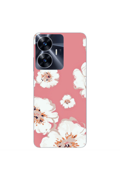 Other Realme Note 50 White Flowers Transparent Silicone TPU Θήκη