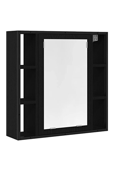 vidaxl Dulap cu oglindă pentru baie, stejar negru, 60x16x60 cm, lemn stratificat