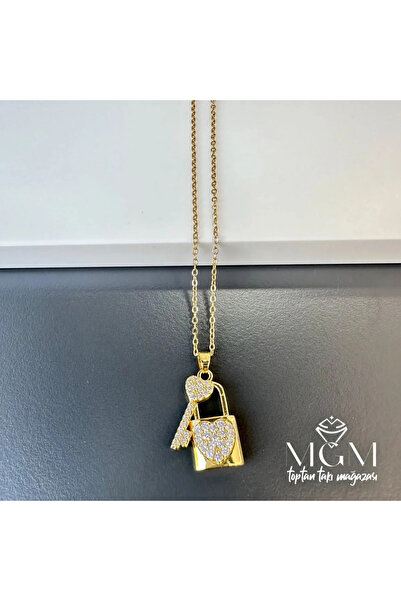 Marsilyan Nvdn- Ieg - Steel Zircon Stone Key Lock Pendant Iegrs-Nvdn1