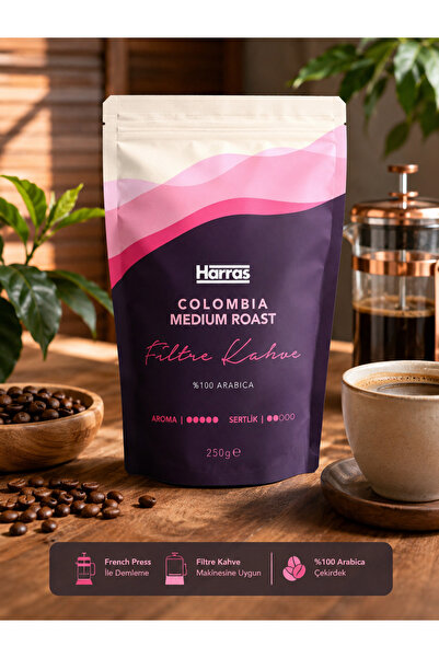 Harras Colombia Medium Roast Filtre Kahve 250 g %100 Arabica Orta Kavrulmuş