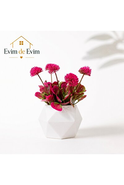 Evim de Evim Pembe tomurcuk ve beton saksı