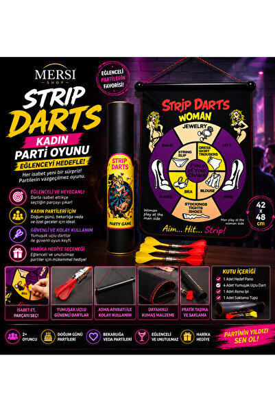 Mersi SHOP Striptiz Dart Oyunu Eğlenceli Parti Oyunu Dart Seti 42x48 cm