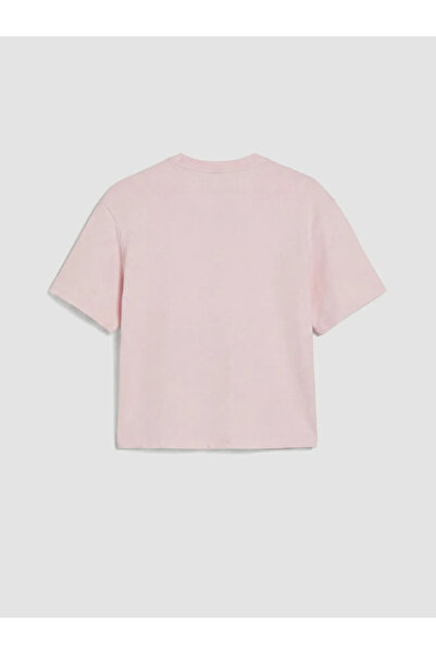 LC Waikiki Pink Crew Neck Hawaiian Printed Women's T-Shirt