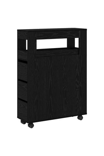 vidaxl Set de mobilier pentru baie Stejar Negru 65 x 23 x 87 cm