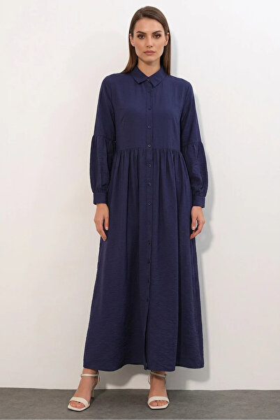 buğrahayalin Women's Shirt Collar, Gathered Waist, Balloon Sleeves, Buttoned,...
