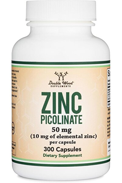 Double Wood Supplements زنك بيكولينات 50 ملغ، 300 كبسولة (دعم المناعة للأطفال...