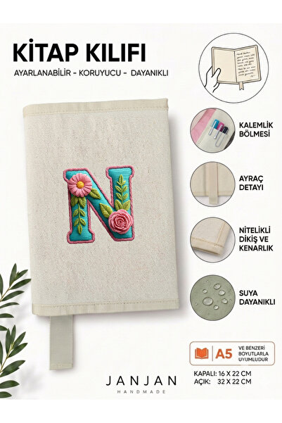 JANJAN DOĞAL KUMAŞ Kitap Kılıf,Yıkanabilir Kitap Kılıfı,Kitap Koruyucu,32x22 ...