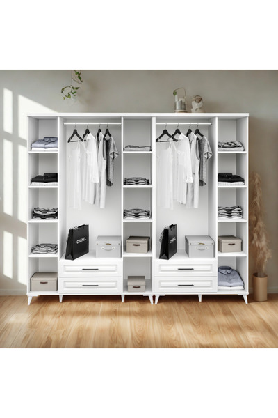 SARIOĞLU MOBİLYA Handy 7 Kapaklı Mdf Gardırop 245X210 cm Beyaz | Geniş Hacim,...