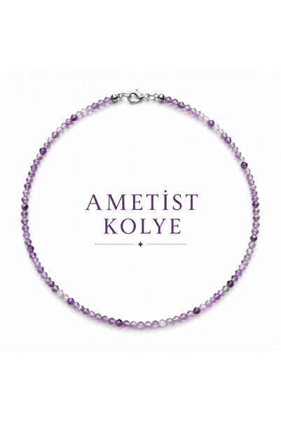 Cunda Doğal Taş Design Ametist Doğal Taş Kolye Minimal Model
