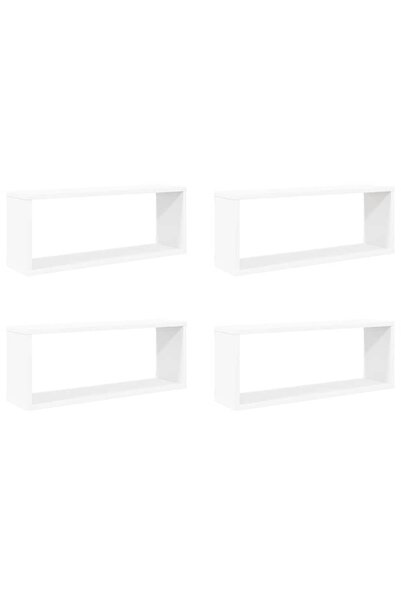vidaxl Rafturi de perete cub, 4 buc., alb, 60x15x23 cm, lemn prelucrat