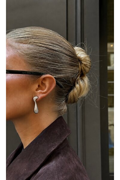 Markiz Takı Silver Color Design Earring Pair 3.5 cm