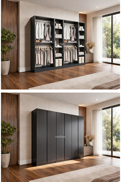 CANBAZ FURNİTURE Mira modüllü 6 MDF kapaklı %100 MDF (KURULUM DAHİL)