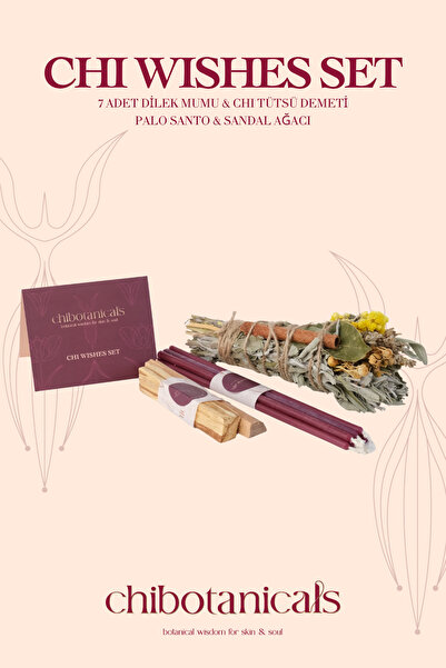 chibotanicals Chı Wishes Set (7 Adet Dilek Mumu & Chi Tütsü Demeti & Palo San...