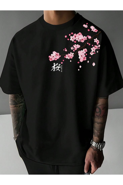 JANTIL MODA Μπλουζάκι Unisex με θέμα το Τόκιο Sakura Flower με τύπωμα με φαρδ...