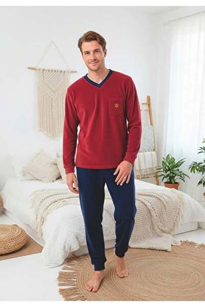 embody Men's cocolino polar pyjamas, fine, delicate and soft fabric, burgundy 89