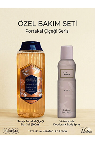 Pereja Portakal Çiçeği Doğal Zeytinyağlı Duş Jeli 500 ml + 150 ml Deodorant H...