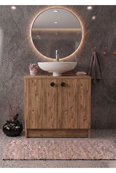 EGN WOODS Atlantik Çam Lavabo Altı Banyo Dolabı - 2 Kapaklı 2 Bölmeli Modüler...