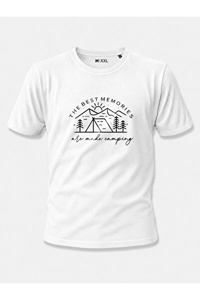 North Whiskers Camping Themed Custom Printed Navy Blue 100% Cotton Outdoor T-...