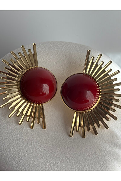 BHR AKSESUAR Red Sun Large Earrings (6 cm)