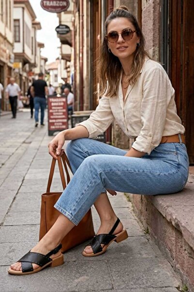 EREN SHOES BAG WAYNE Sandale de damă din piele naturală, cu curele încrucișat...