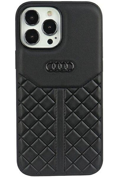 Audi Πίσω Κάλυμμα Δερμάτινο / Πλαστικό Μαύρο (iPhone 13 Pro Max) Κωδικός: AU-...