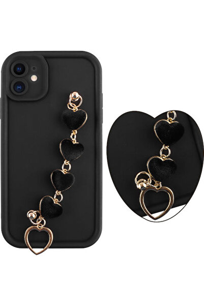 Other Volte-Tel Hearts Θήκη Πλάτης Σιλικόνης με Λουράκι Μαύρο (iPhone 11) Κωδ...