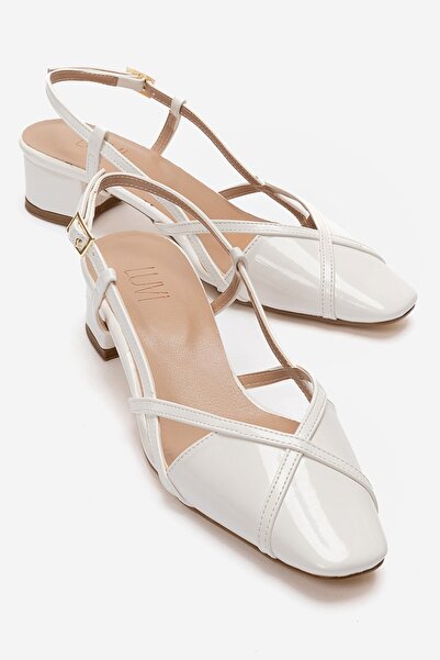 LuviShoes Olena White Patent Leather Women's Heeled Sandals