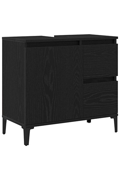 vidaxl Dulap de Baie cu ușă Stejar Negru 65 x 33 x 60 cm Lemn compozit