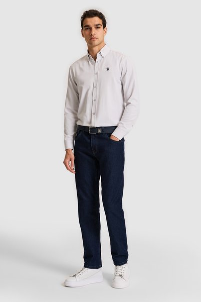 U.S. Polo Assn. Men's Light Gray Long Sleeve Basic Shirt 50324708-Vr001