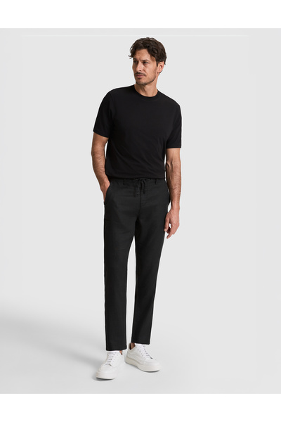 Pierre Cardin Black Carrot Fit Canvas Trousers 50320846-Vr046