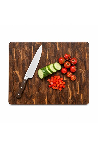 valkyrie Natural Wooden Cutting Board 43X30 cm Thick Butcher Block Cutting Bo...