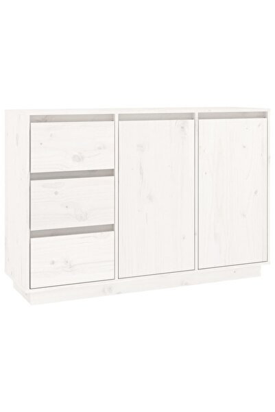 vidaxl Servantă, alb, 111x34x75 cm, lemn masiv de pin
