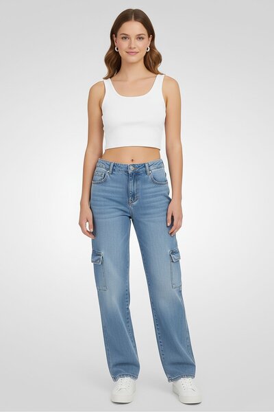 Don't Call Me Jennyfer Women Regular Fit Non Stretchable Solid Cargo jeans, Blue
