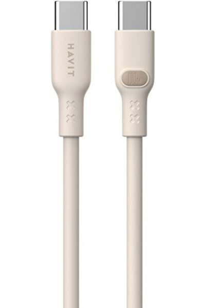 Havit Καλώδιο USB 2.0 USB-C Αρσενικό - USB-C 100W PD Μπεζ 2μ CB6284