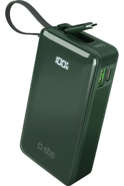 SBS Power Bank 10000mAh 22.5W με θύρα USB-A και θύρα USB-C Power Delivery Πρά...