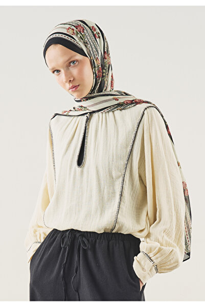 Freshscarfs Floral Touch Desen Soft Viskon Şal Siyah