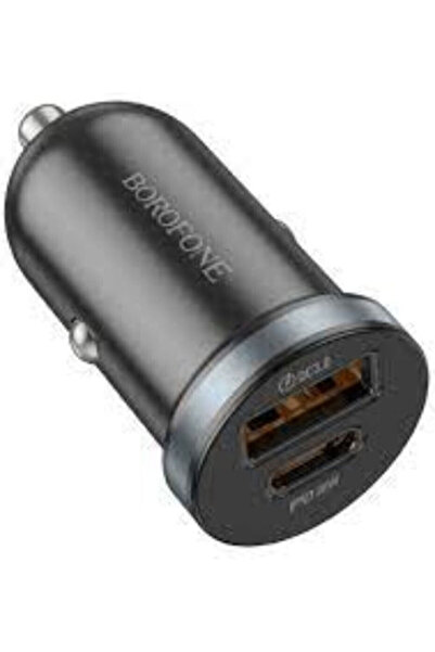 Borofone Φορτιστής Αυτοκινήτου 30W με Θύρες: 1xUSB 1xType-C Μαύρο Χρώμα