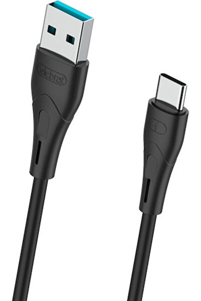 Celebrat Καλώδιο USB 2.0 USB Type-C Αρσενικό - USB-A 15W Μαύρο 1μ